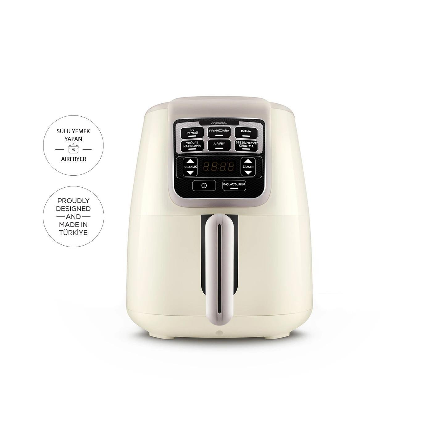 Karaca Air Pro Cook XL 2 in 1 Konuşan Airfryer Iconic Beige 4L