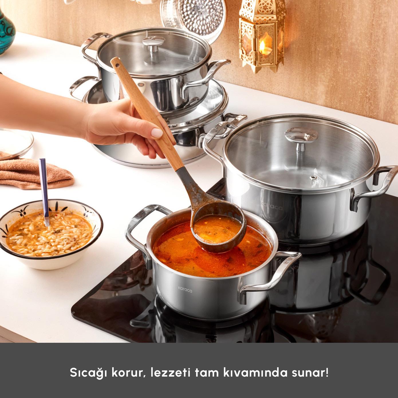 Karaca Alaz İndüksiyon Tabanlı 8 Parça Çelik Tencere Seti