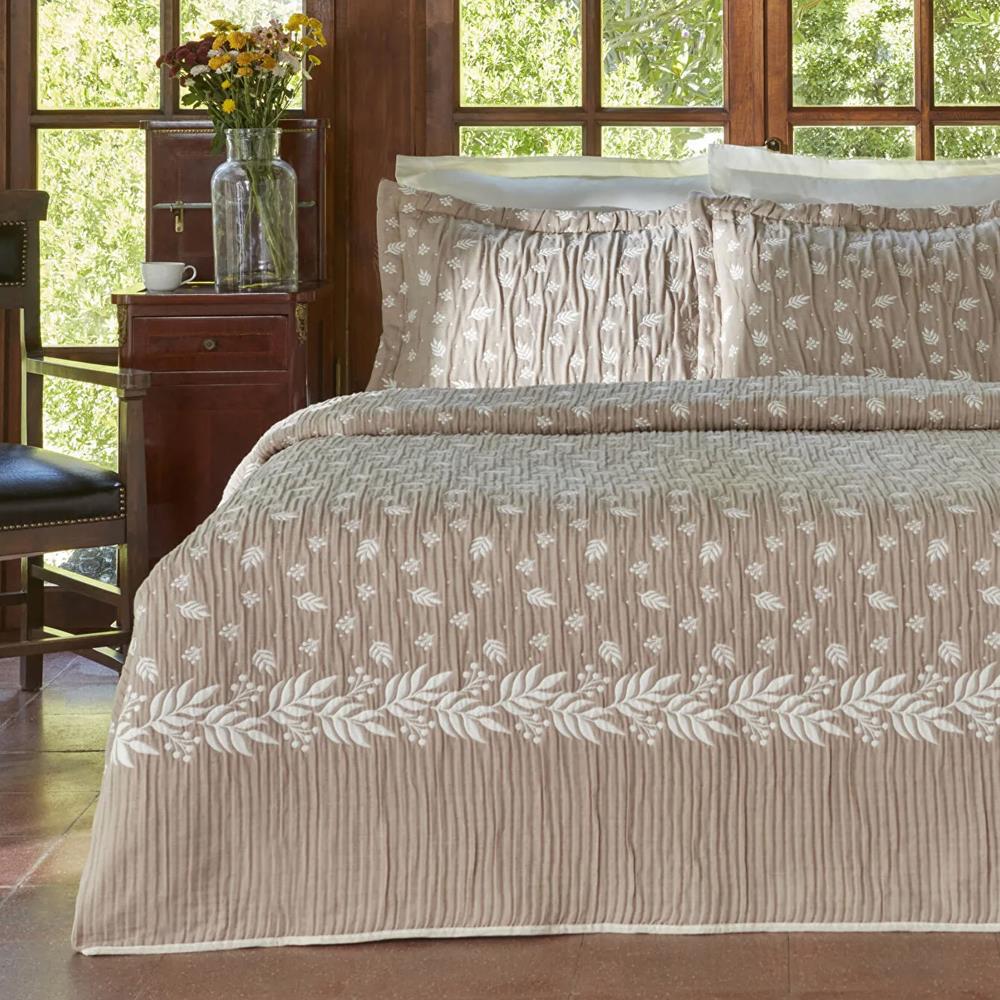 Karaca Home Sasil Çift Kişilik Yatak Örtüsü Seti Bej