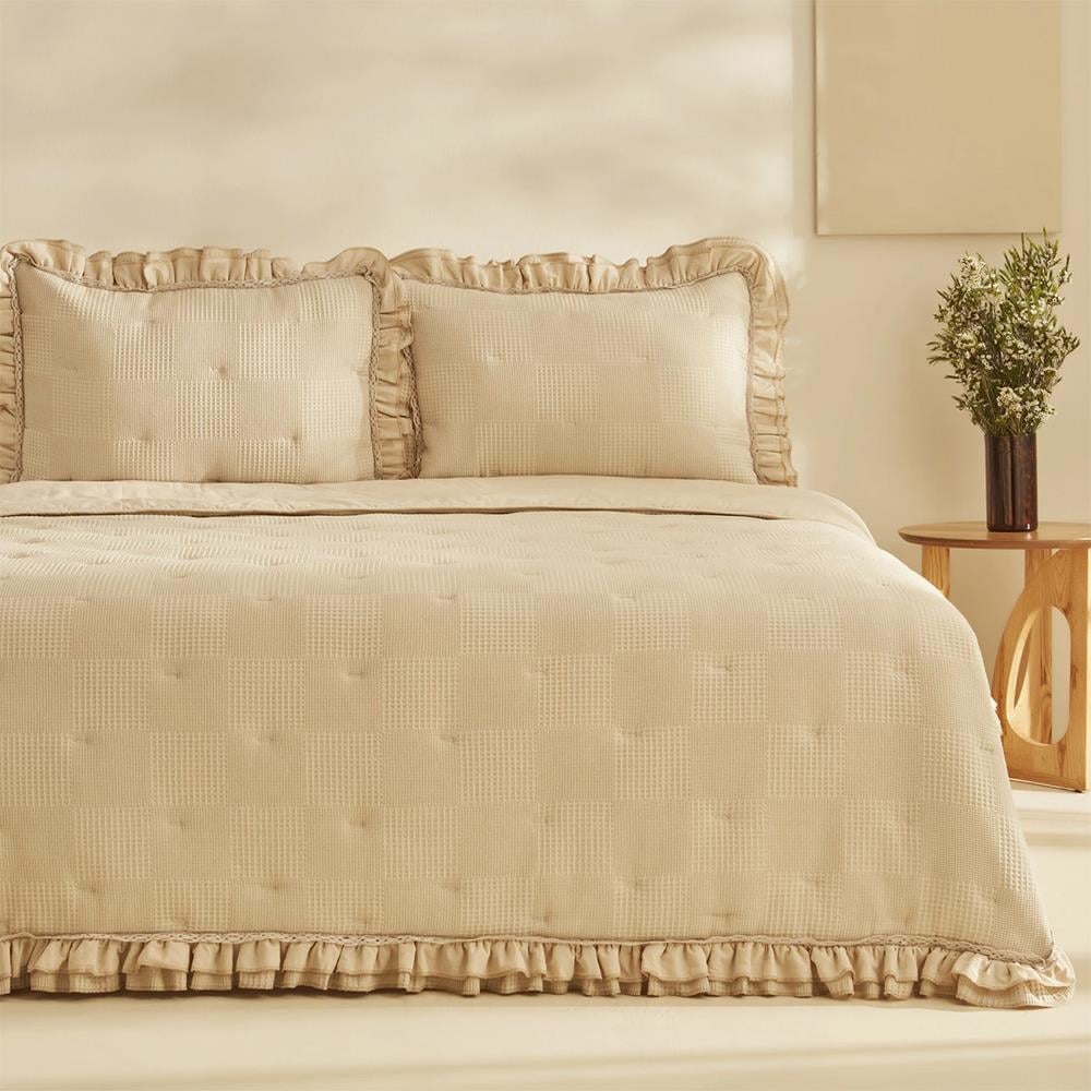 Karaca Home White Collection Perios  Çİft Kişilik Spring Comfort  Fırfırlı Bej