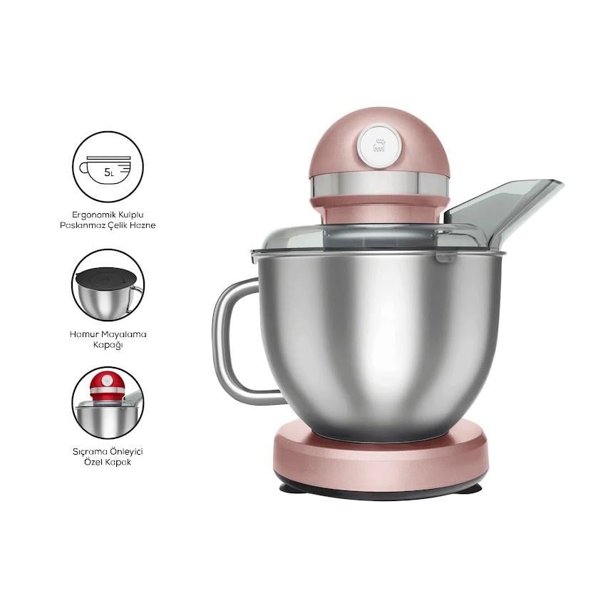 Karaca Mastermaid Chef Pro Çift Kollu Hamur Yoğurma Makinesi Rosegold 1750 W 5L