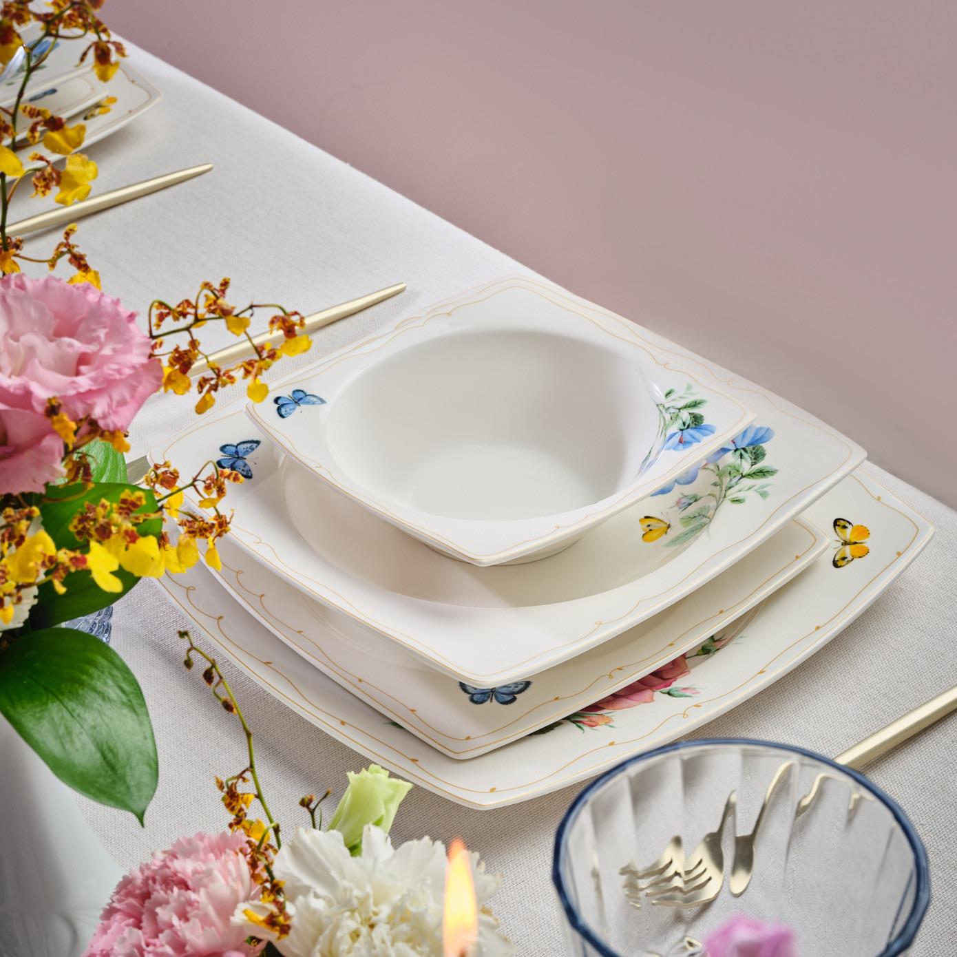 Karaca Square Bone Velora 53 Parça 12 Kişilik Yemek Takımı