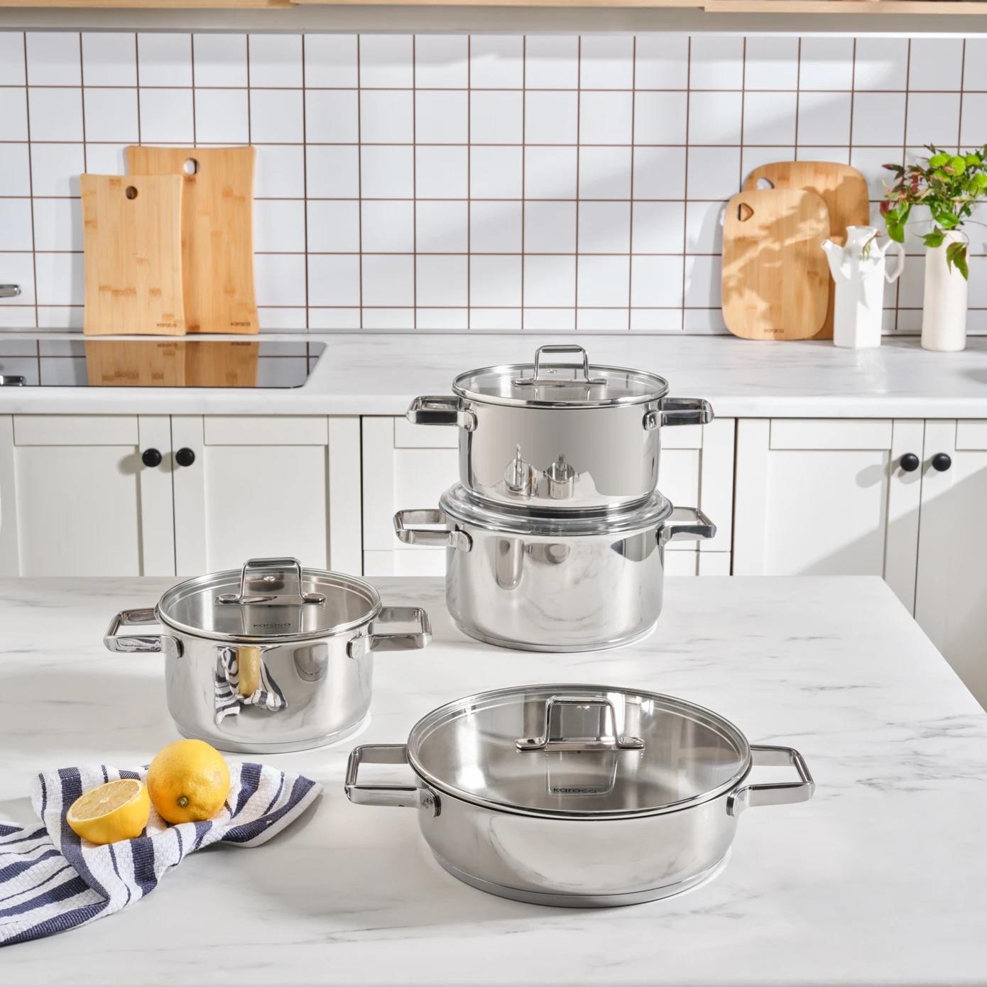 Karaca Valora İndüksiyon Tabanlı 8 Parça Çelik Tencere Seti