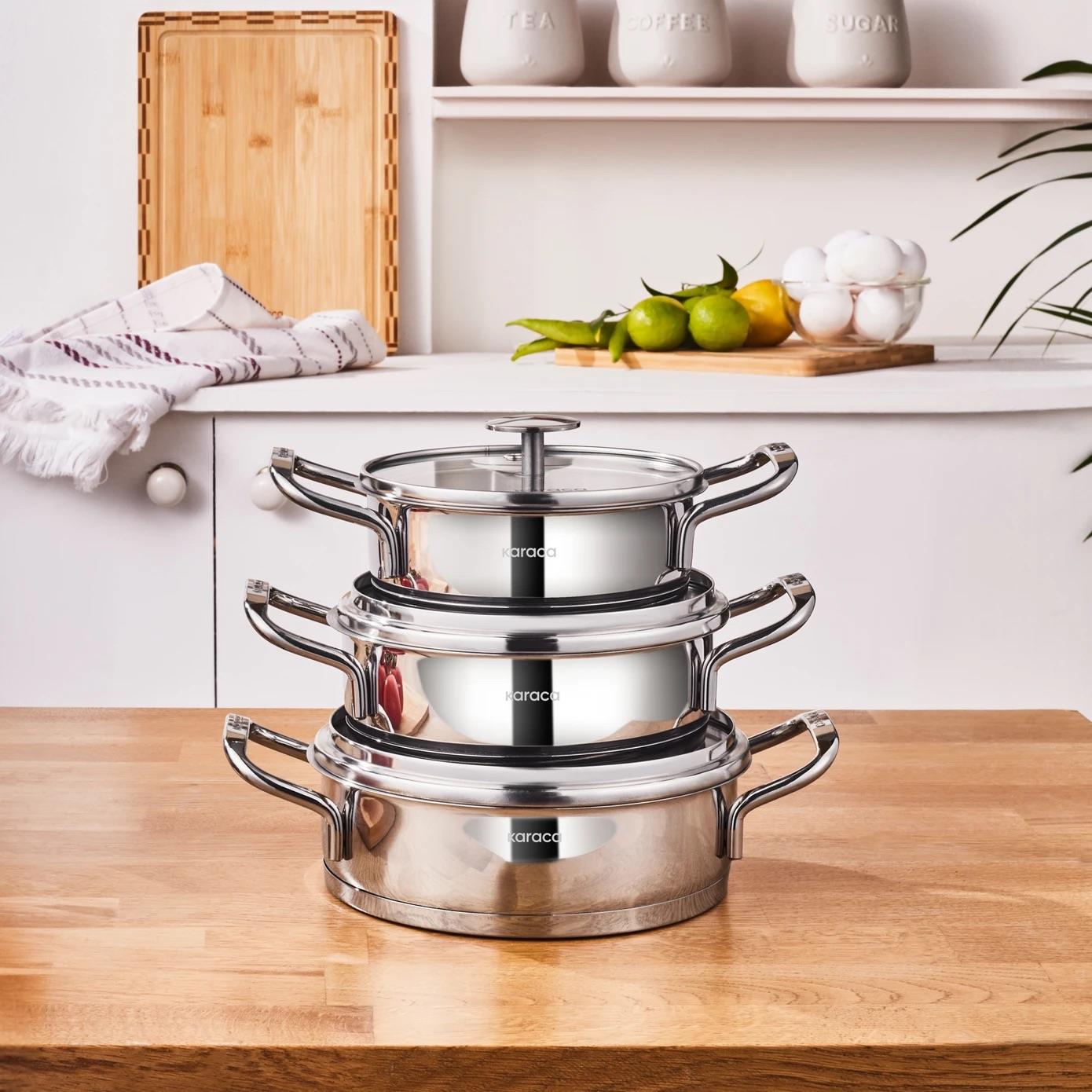 Karaca Vapor New İndüksiyon Tabanlı 6 Parça Çelik Sahan Set