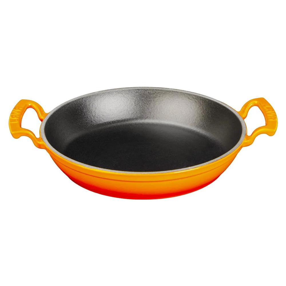 Lava Döküm Yuvarlak Sahan 24cm. Döküm Demir Yekpare Çift Kulplu - Turuncu