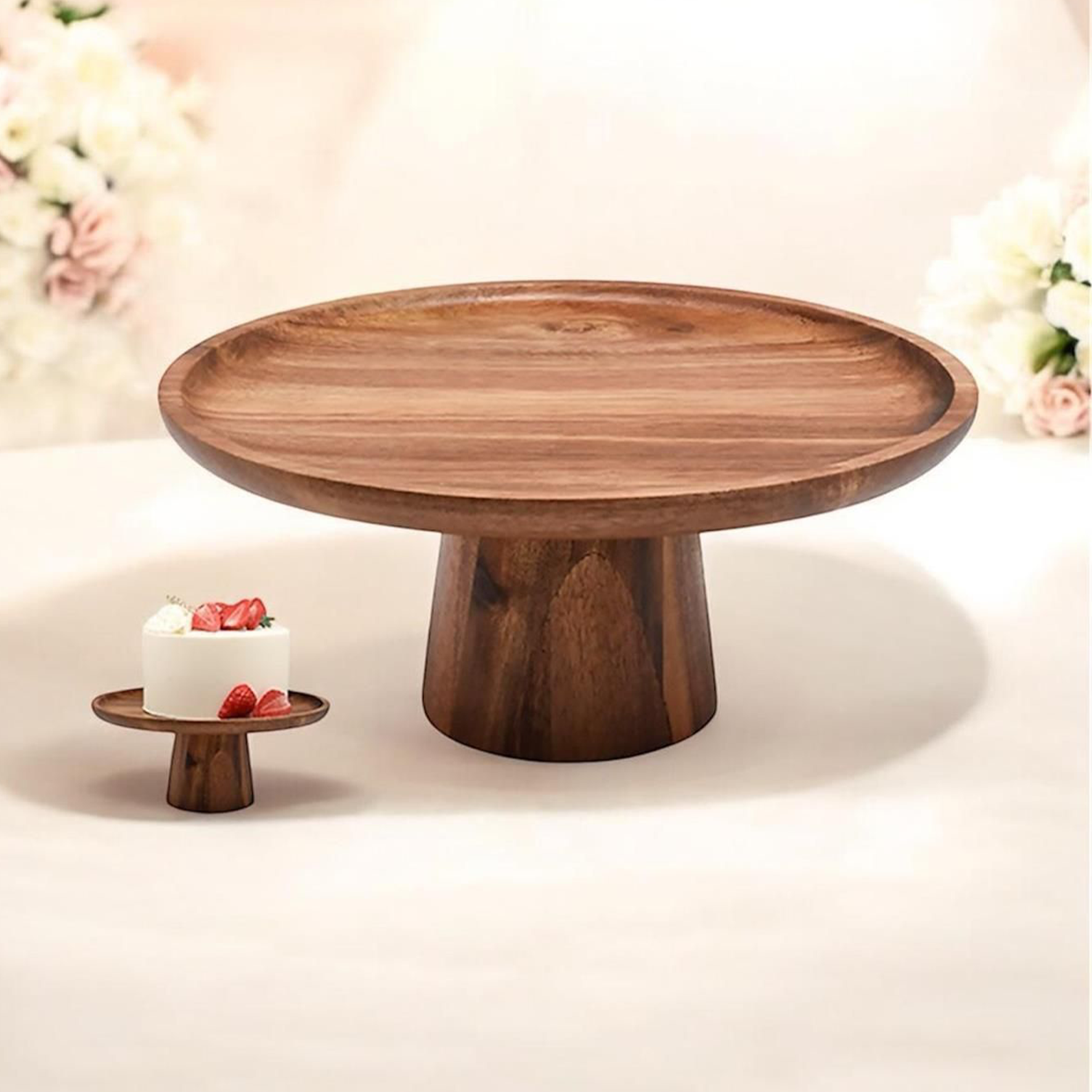 Mien Akasya Lidea Ayaklı Ahşap Sunumluk 8B57 28 cm