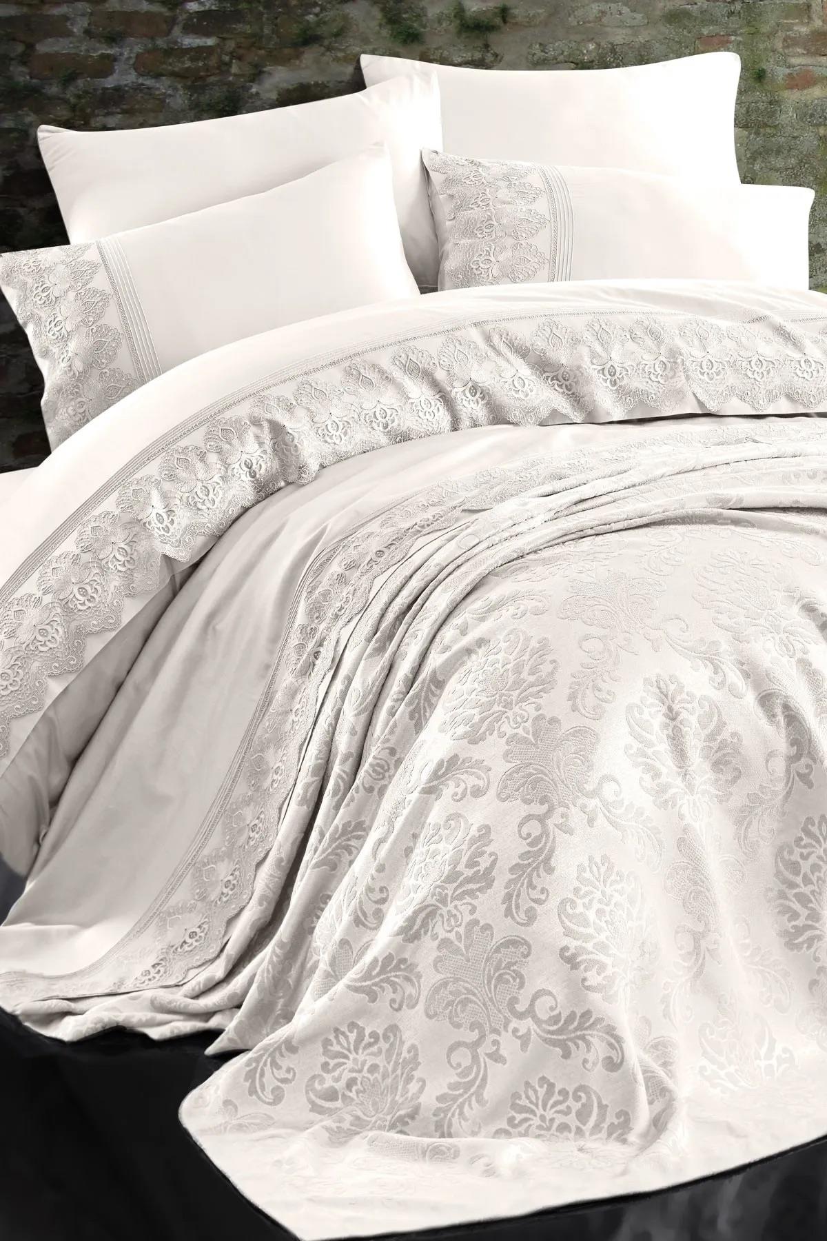 Nazik Nevresim Pike Set CK Bej Valeia