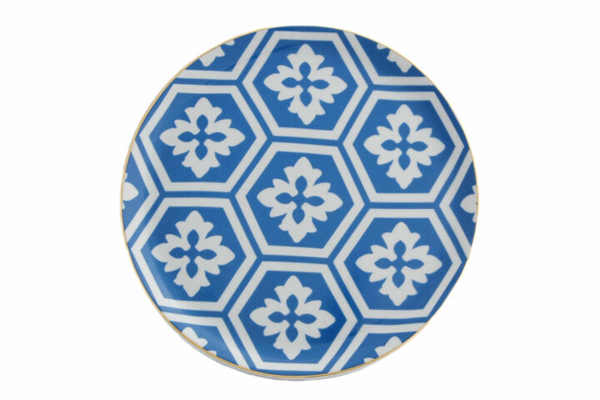 Porland Morocco Desen2 Mavi Düz Tabak 24cm