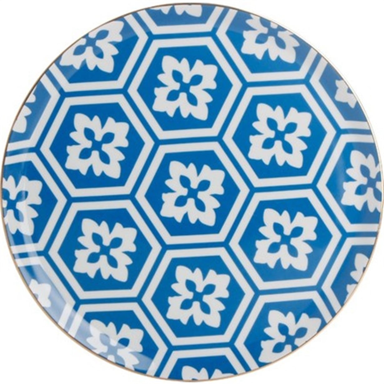 Porland Morocco Desen2 Mavi Düz Tabak 28cm