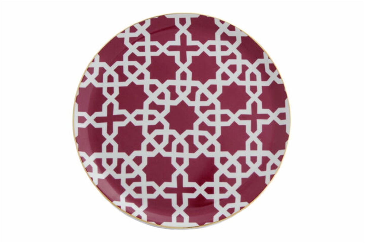 Porland Morocco Desen5 Fuşya Düz Tabak 24cm
