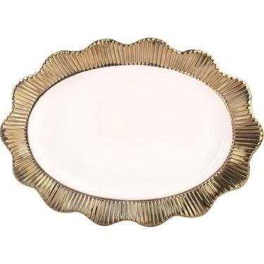 Royking Lace Oval Altın Tabak Gbo111