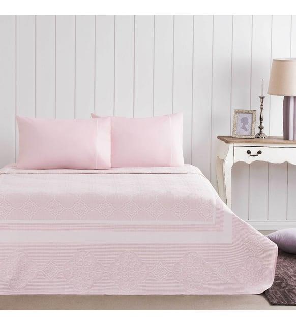 Taç Jakar Brenda Çift Kişilik Pike Takımı Pembe