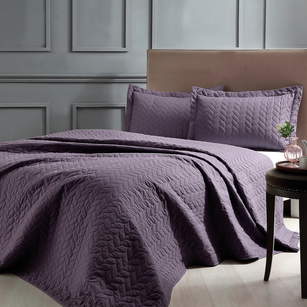 Taç Tek Kişilik Yatak Örütüsü Glory Mürdüm