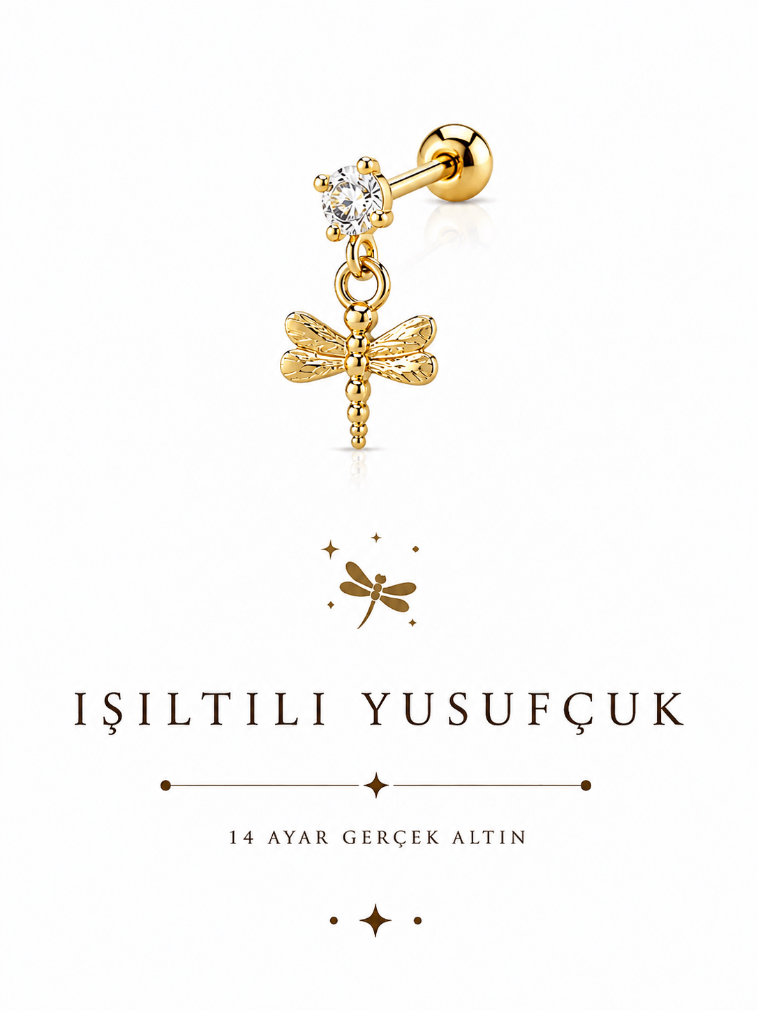 14 Ayar Altın Işıltılı Yusufçuk Piercing