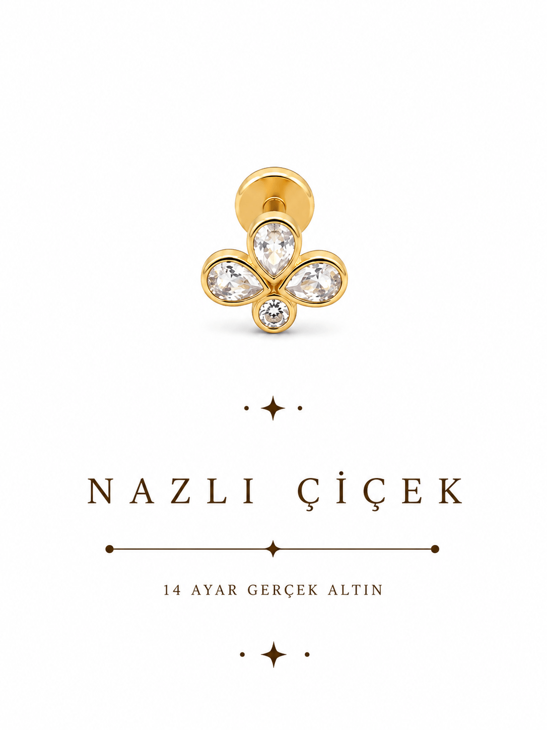 14 Ayar Altın Nazlı Çİçek Piercing