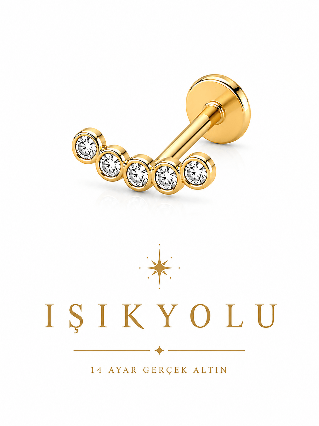 14 Ayar Işık Yolu Piercing