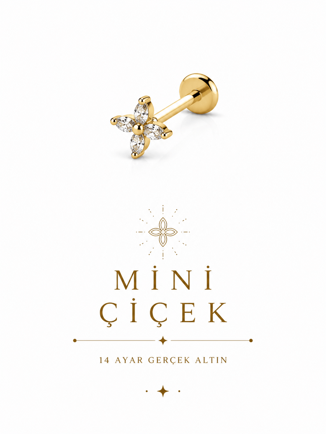 14 Ayar Mini Çiçek Piercing