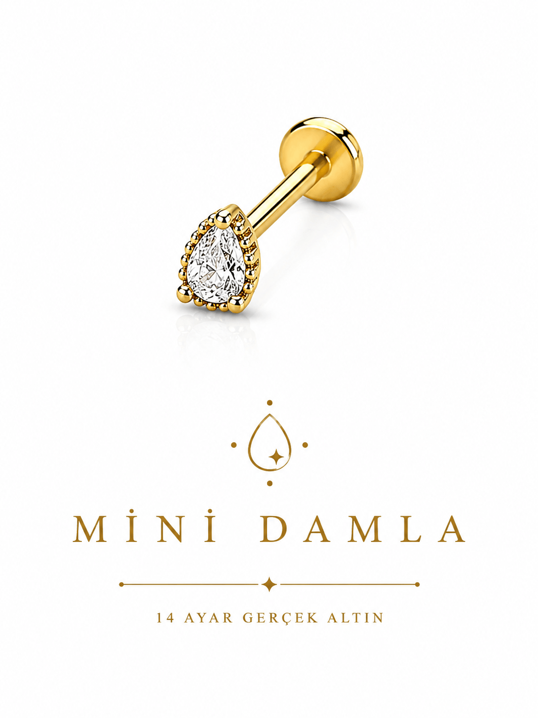 14 Ayar Mini Damla Piercing