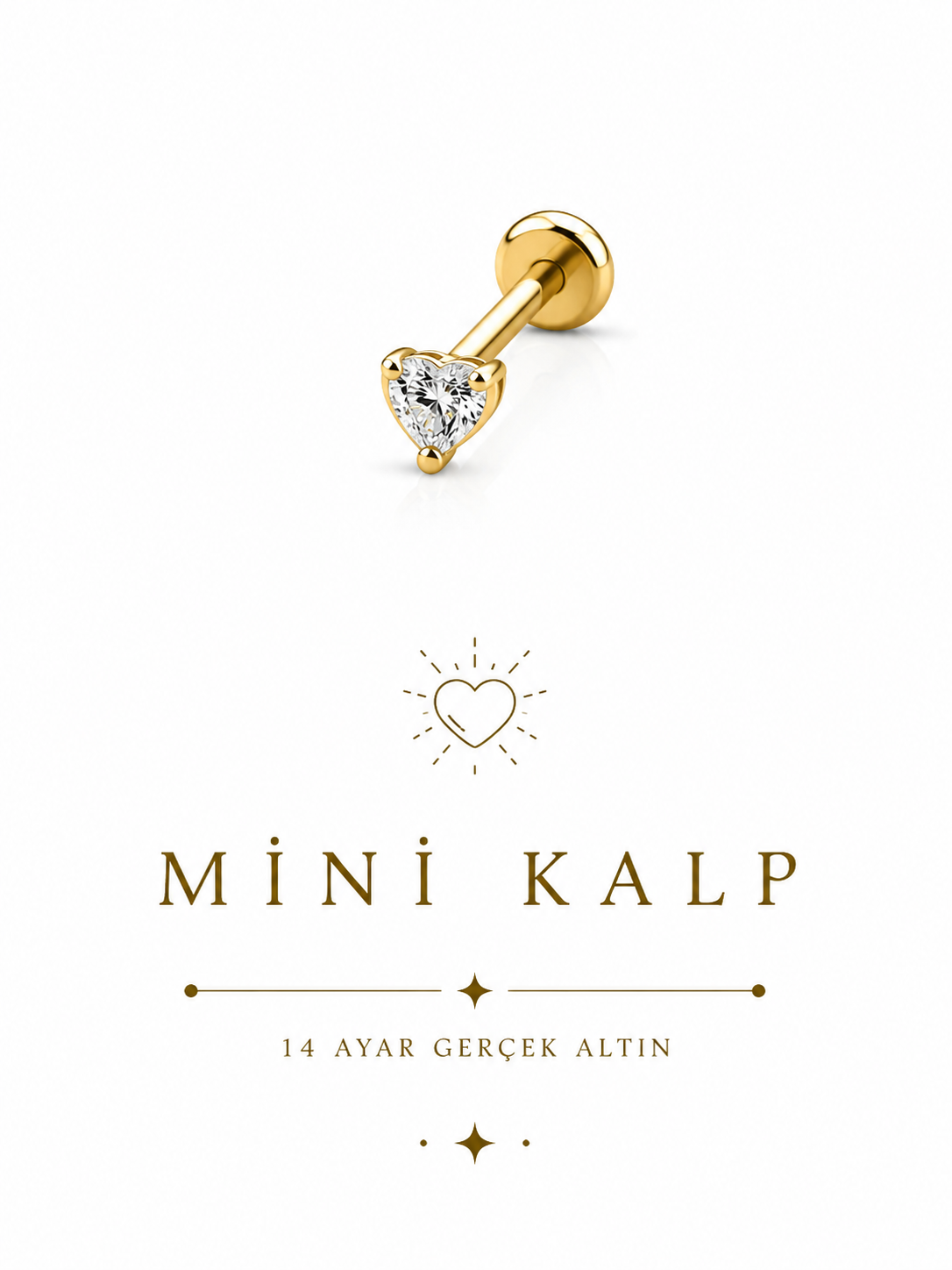 14 Ayar Mini Kalp Piercing