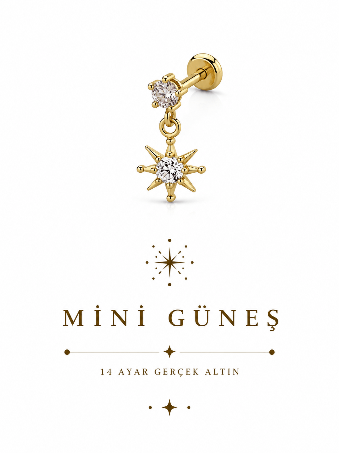 14 Ayar Sallantılı Mini Güneş Piercing