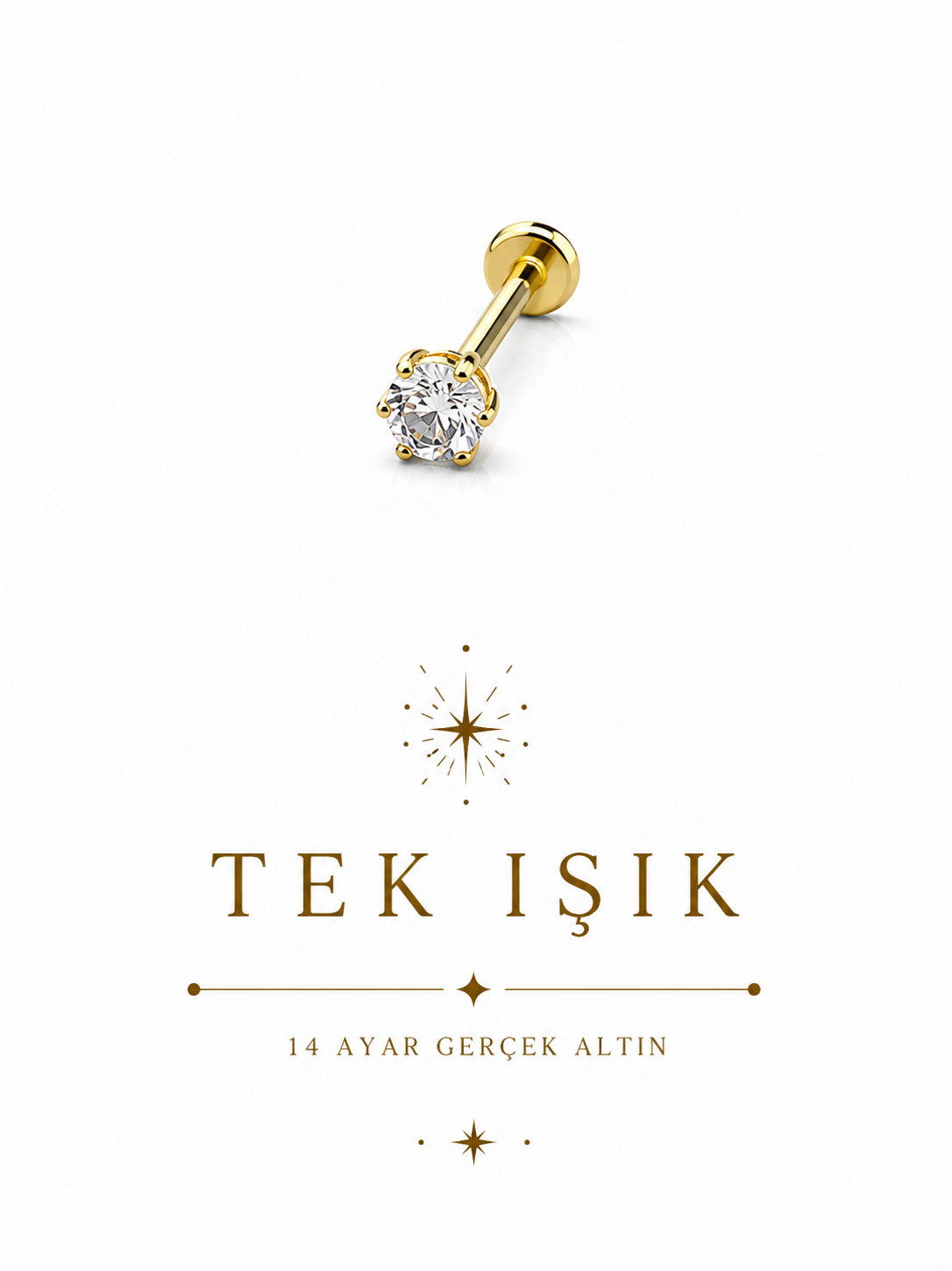 14 Ayar Tek Işık Piercing