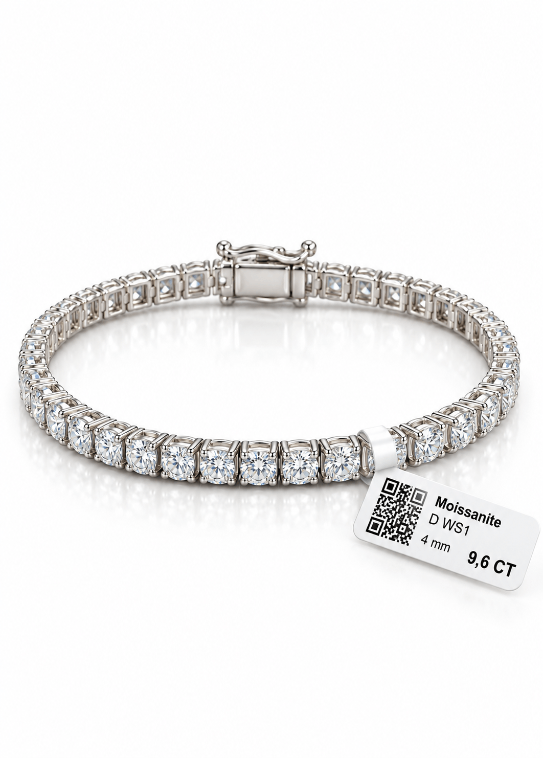 9,6 CT 4 mm Mozanit Pırlanta Suyolu Bileklik 19 cm