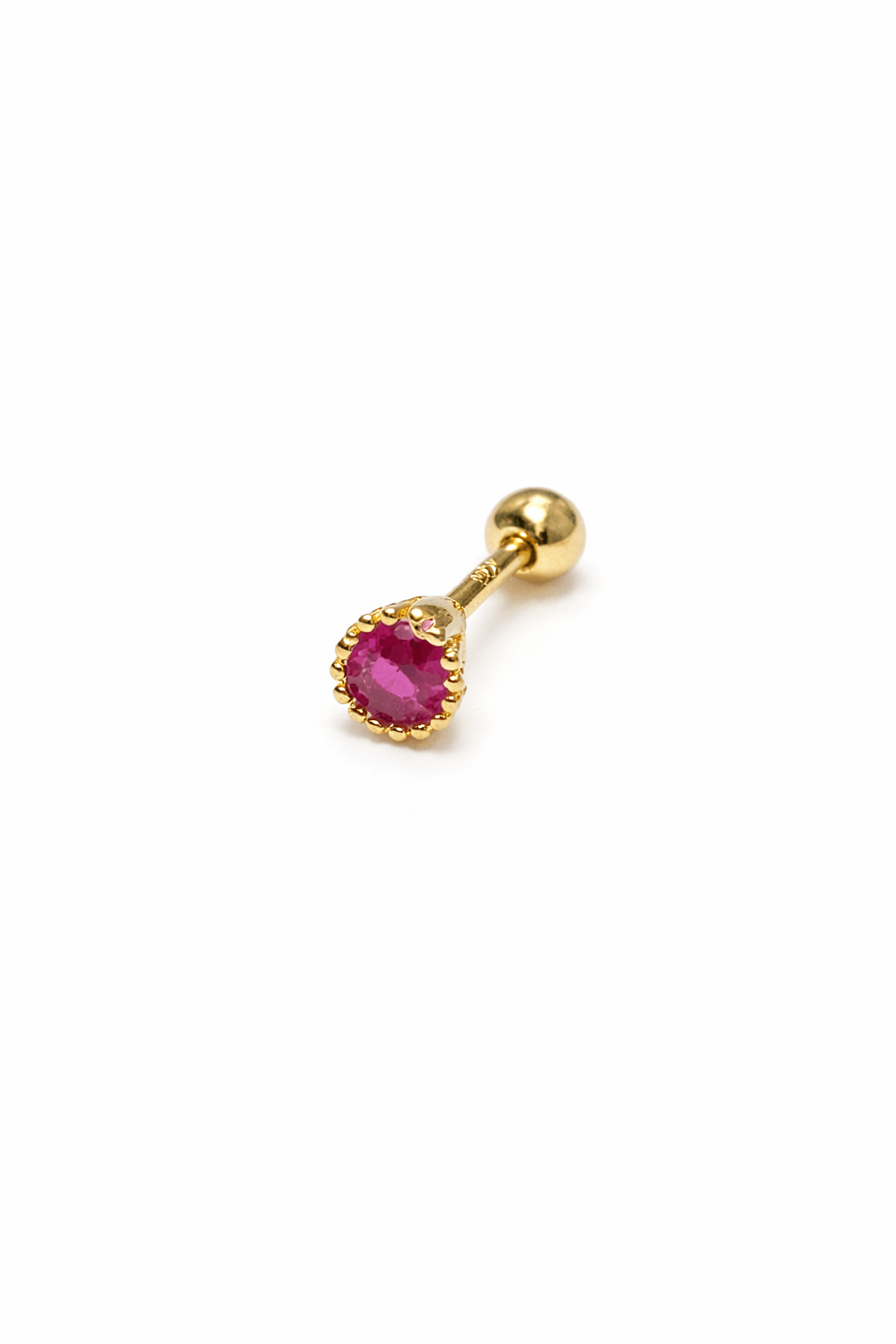 Gümüş Kırmızı Taşlı Piercing