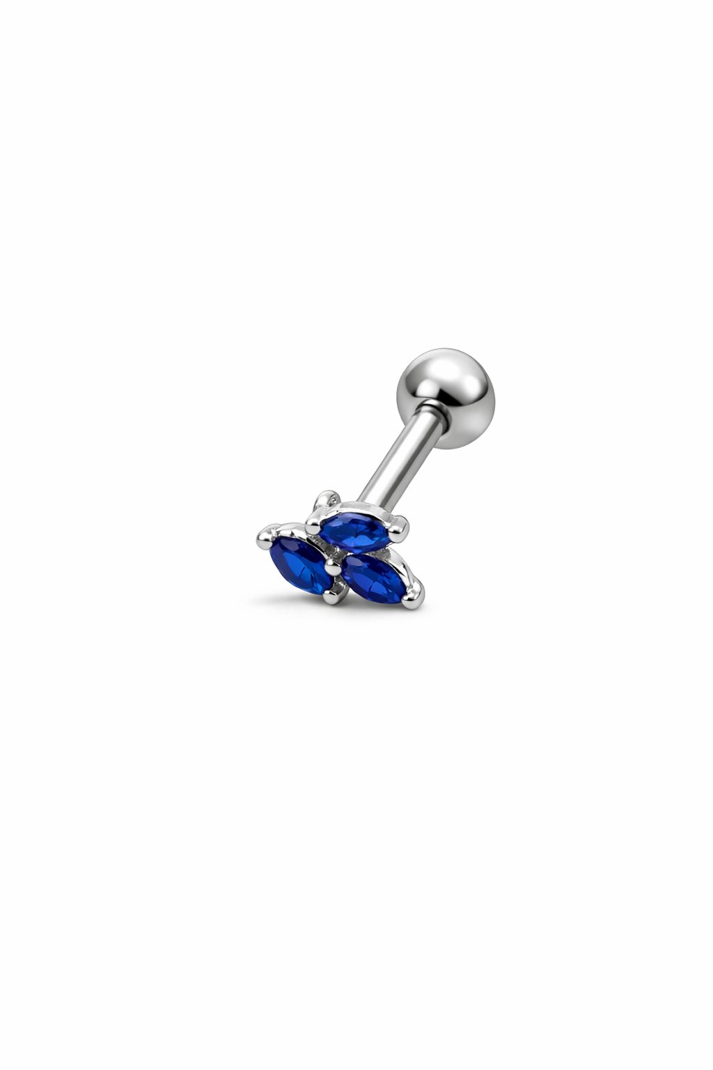 Gümüş Lacivert Taşlı Piercing