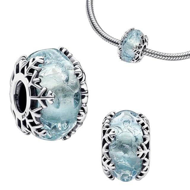Kar Taneli Mavi Murano Charm