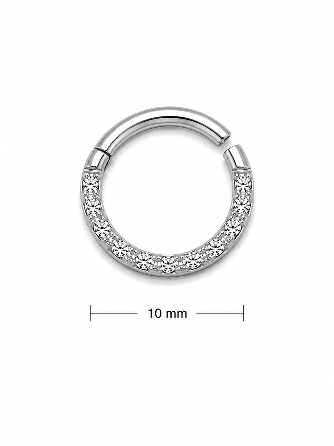 Premium Titanyum 10 mm Taşlı Halka Piercing
