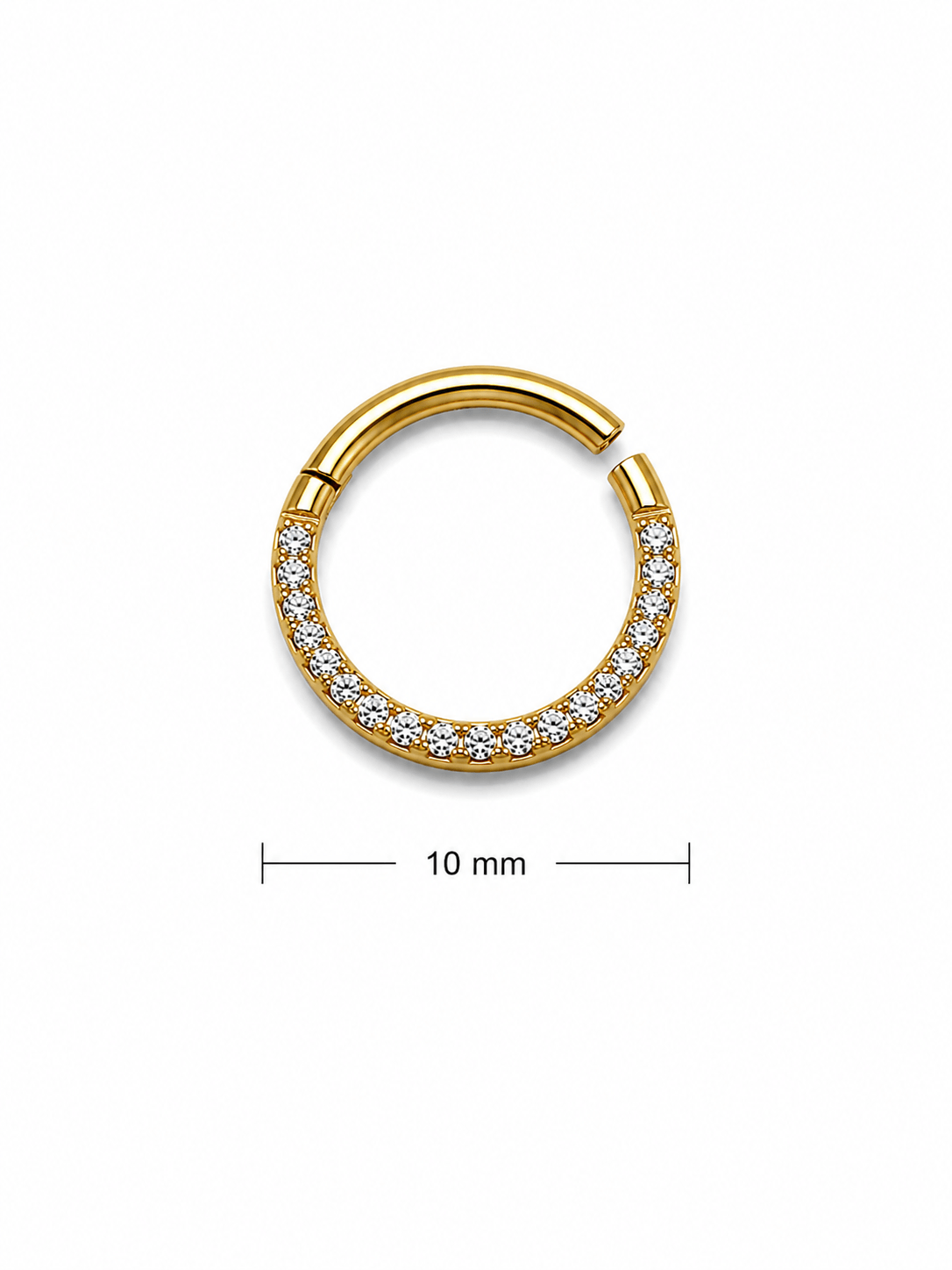 Premium Titanyum 10 mm Taşlı Halka Piercing