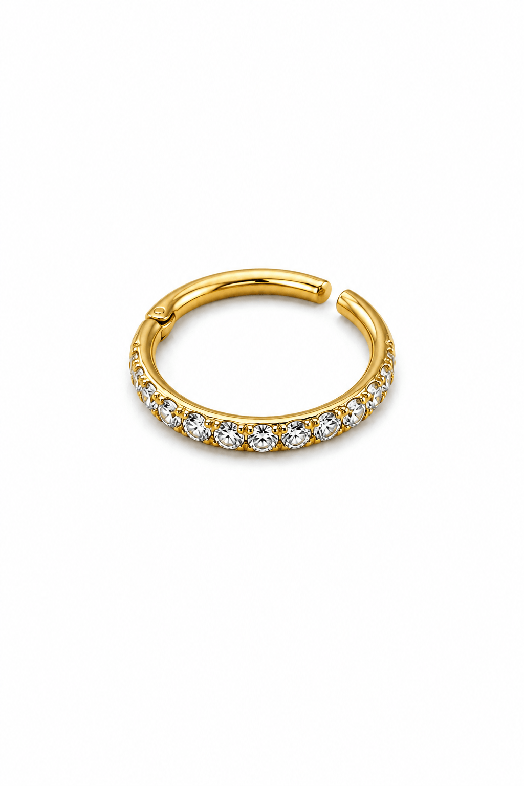 Premium Titanyum 10 mm Taşlı Halka Piercing