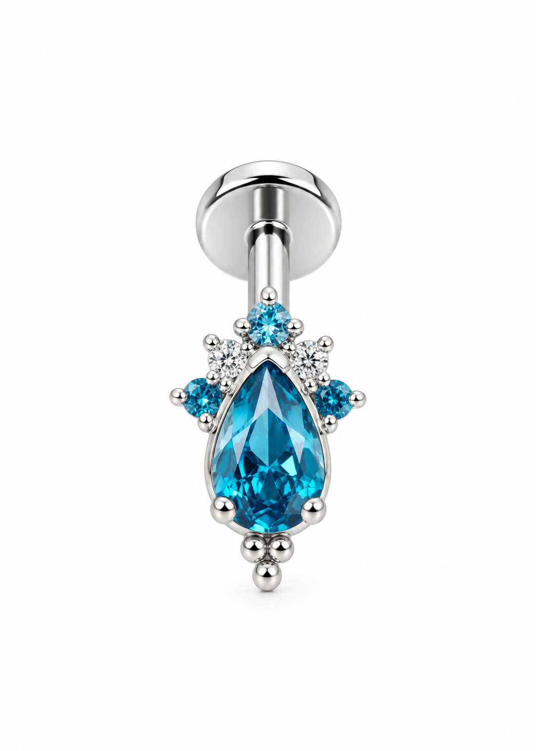 Premium Titanyum Mavi Damla Piercing