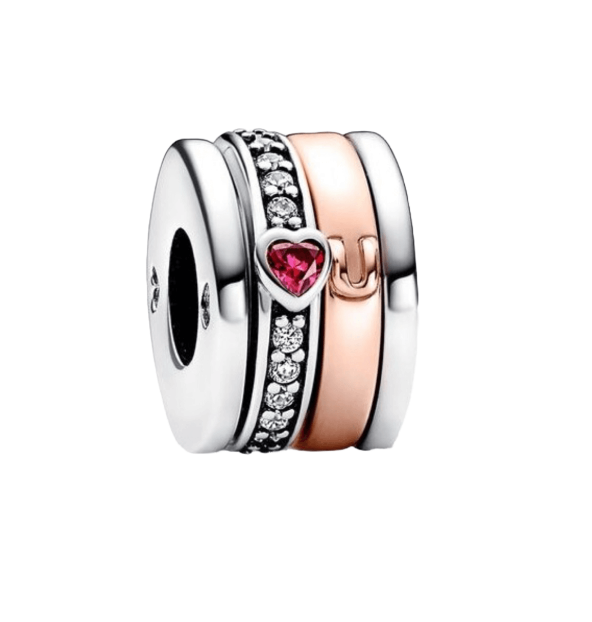 Rose Kırmızı Kalpli Silindir Charm
