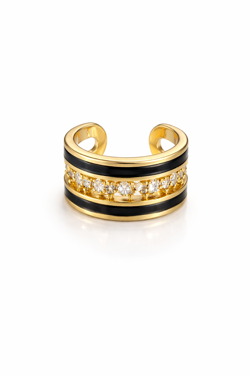 Siyah Mineli Taşlı Kıkırdak Küpe