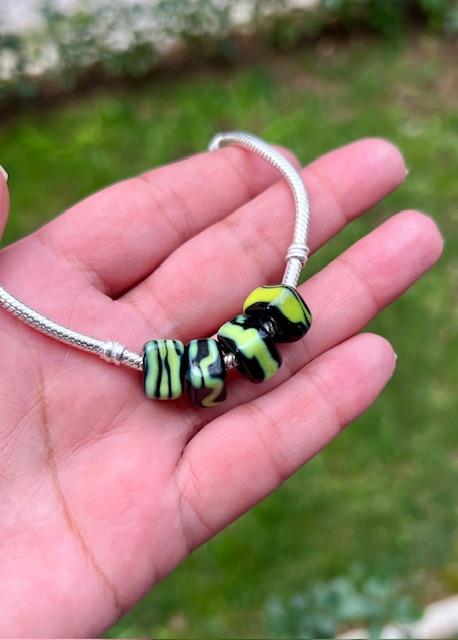 Siyah Yeşil Murano Cam Charm