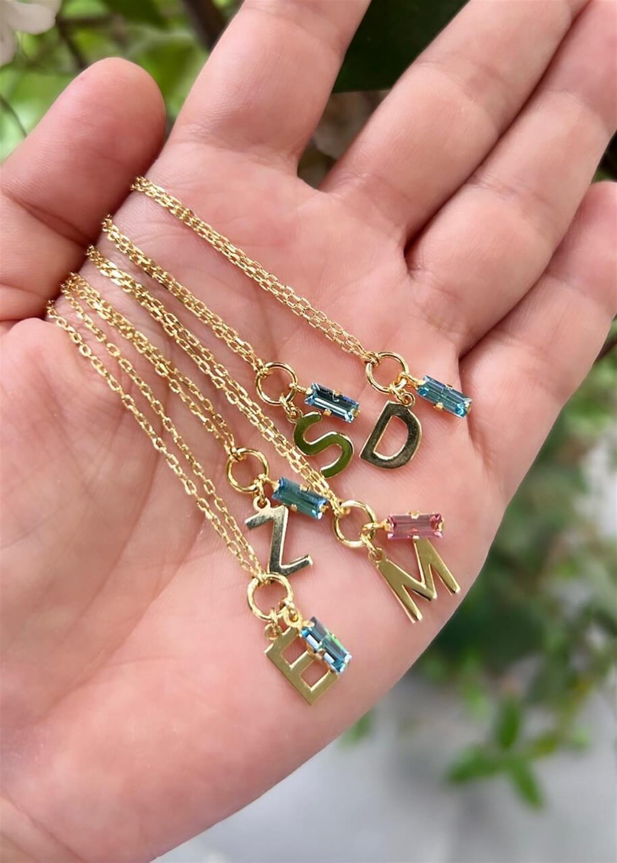 Swarovski Baget Harf Kolye