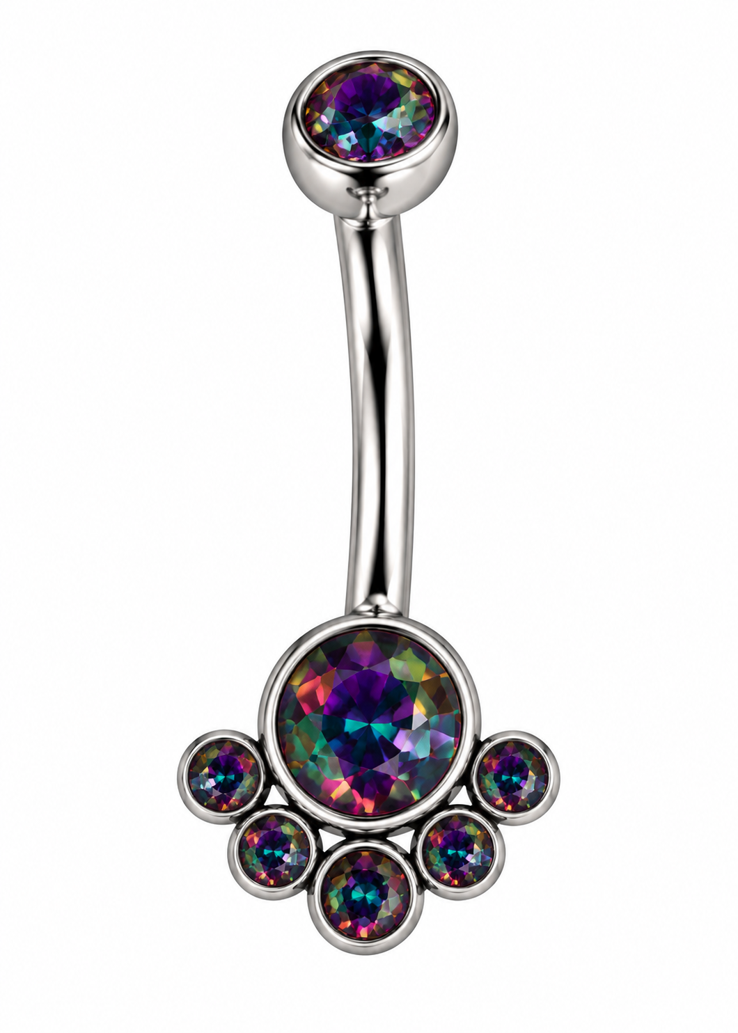 Titanyum Mistik Topaz Taşlı Göbek Piercing