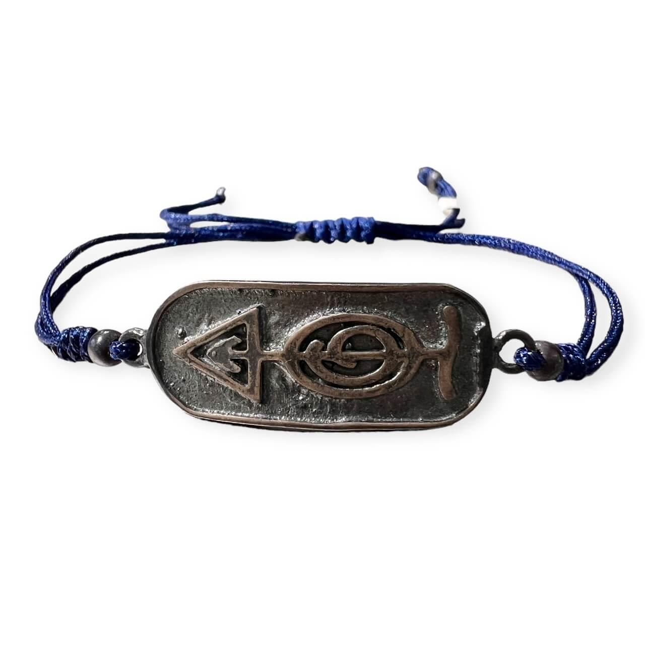 Viking Svefnthorn Gümüş Lacivert İpli Bileklik