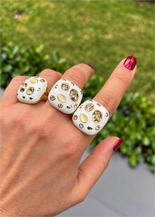 Premium Cristal Taşlı ve Mineli Yüzük