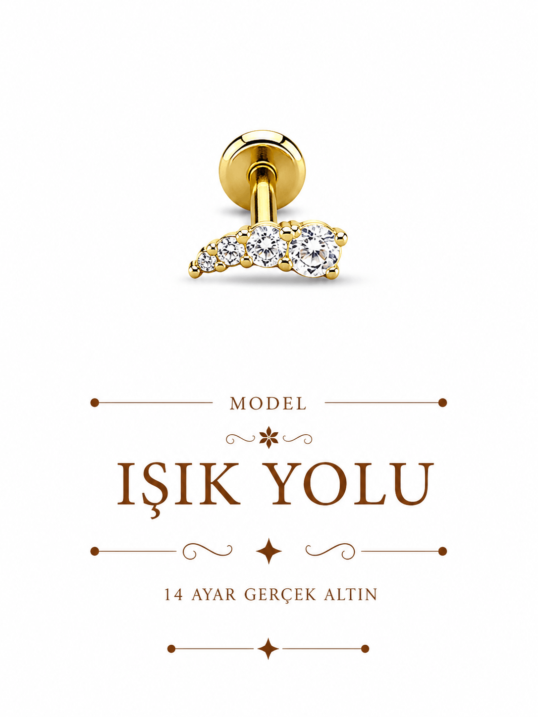 14 Ayar Altın Işık Yolu Piercing