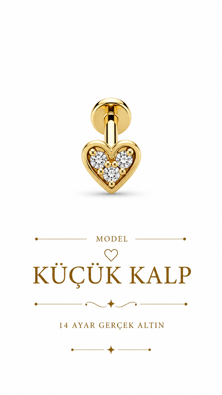 14 Ayar Altın Küçük Kalp Piercing