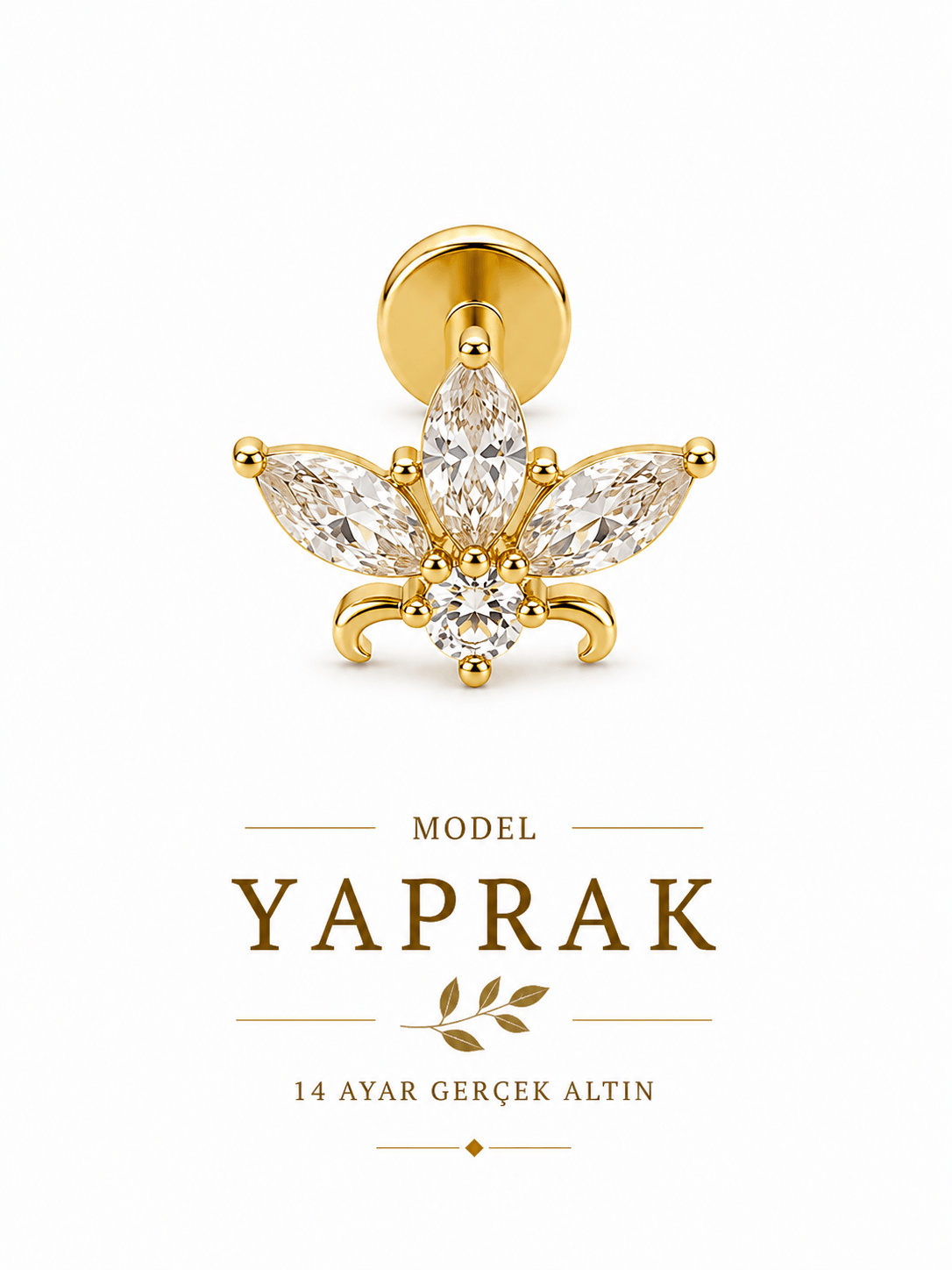 14 Ayar Altın Lotus  Piercing