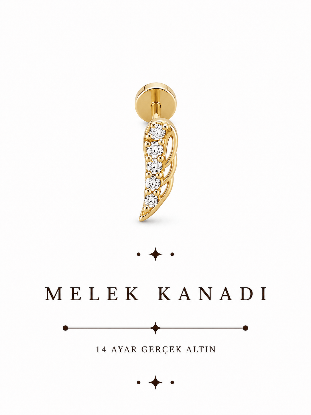 14 Ayar Altın Melek Kanadı Piercing
