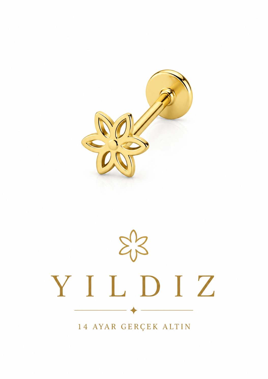 14 Ayar Altın Yıldız Piercing