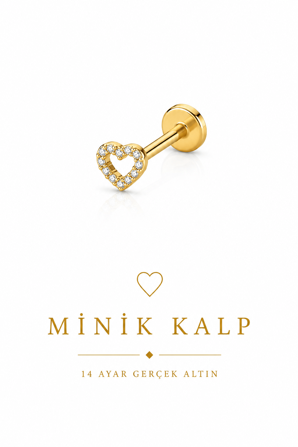 14 Ayar Mini Kalp Piercing