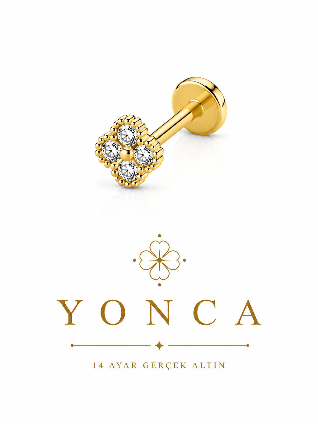 14 Ayar Mini Yonca Piercing