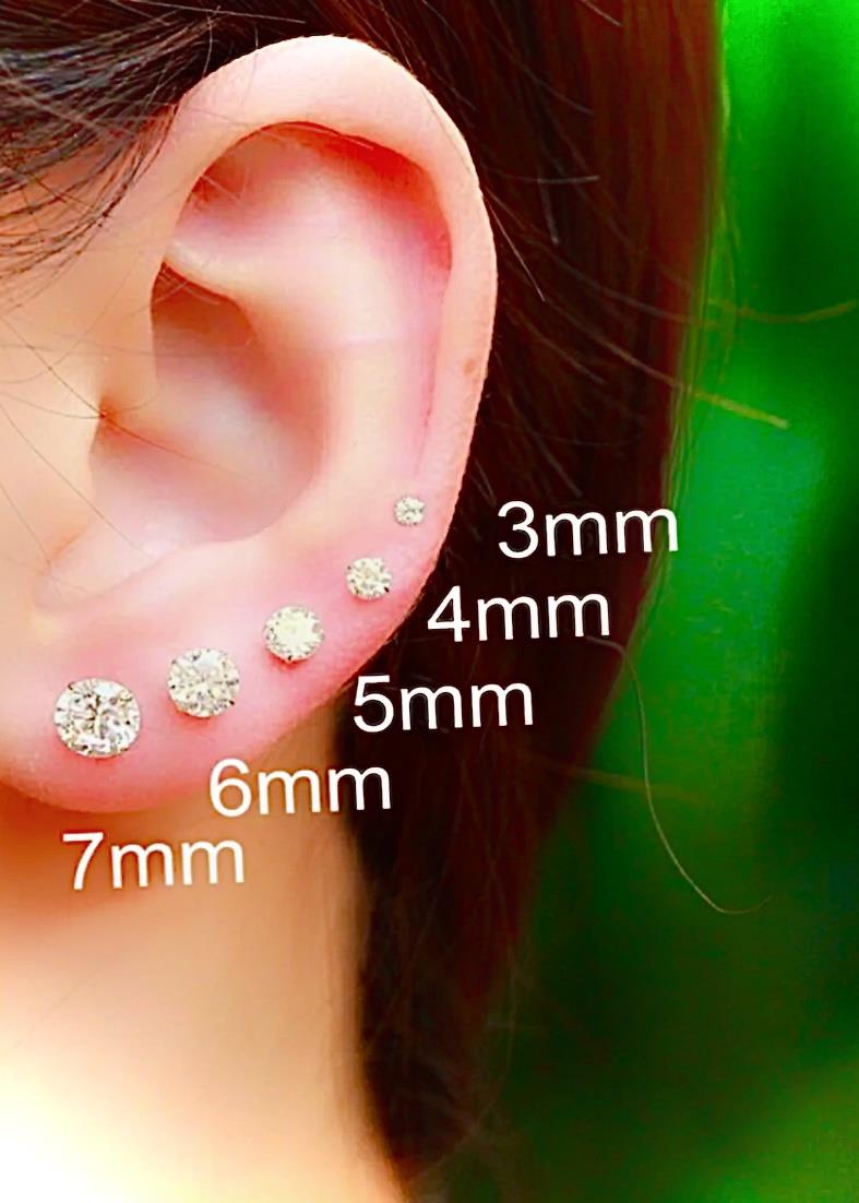 925 ayar gümüş 5 mm Tektaş Küpe