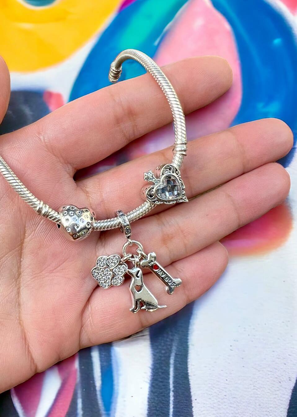 Beyaz Taşlı Kalp Charm