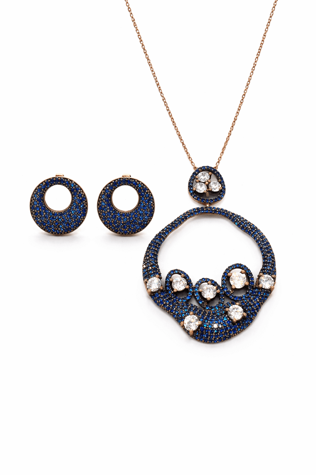 Blue Kolye Küpe Set